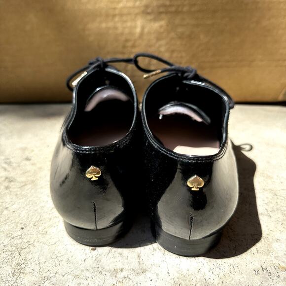 Kate Spade Carmila Leather Oxford Shoes Lace Up Pointed Toe Heels Black 9M - Picture 5 of 6
